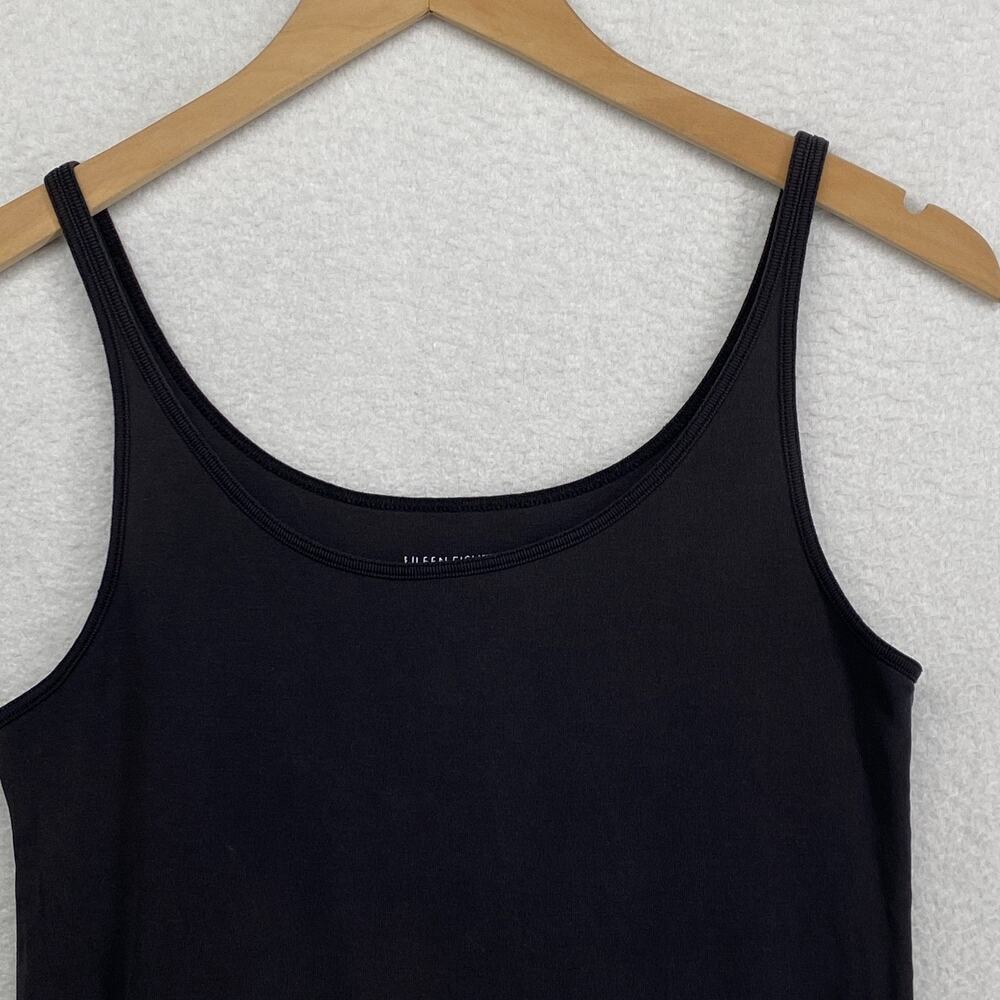 EILEEN FISHER Tank Top M Organic Cotton Ribbed Jersey Cami Slim Scoop Neck Black - Picture 4 of 10